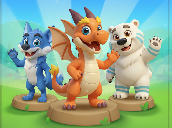 Wolf Dragon and Bear Pets together.png